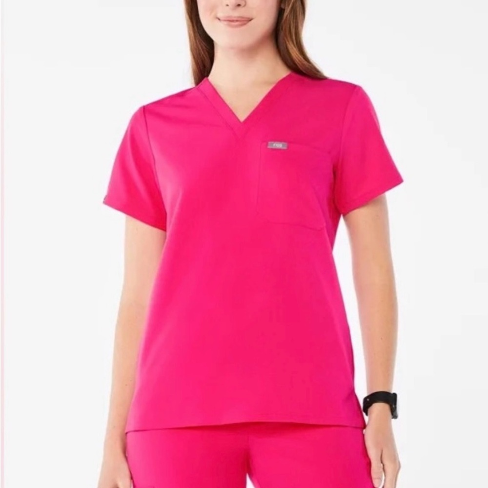 Figs “Hot Pink” Catarina One-Pocket Scrub Top